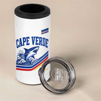 Cape Verde Blue Sharks Ocean Wave Graphic 4 in 1 Can Cooler Tumbler Cabo Verde Pride Sports Fans
