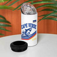 Cape Verde Blue Sharks Ocean Wave Graphic 4 in 1 Can Cooler Tumbler Cabo Verde Pride Sports Fans