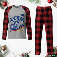 Cape Verde Blue Sharks Ocean Wave Graphic Plaid Pajama Set Cabo Verde Pride Sports Fans
