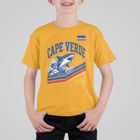 Cape Verde Blue Sharks Ocean Wave Graphic T Shirt For Kid Cabo Verde Pride Sports Fans