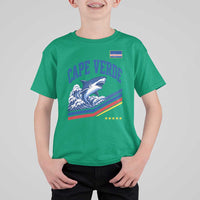 Cape Verde Blue Sharks Ocean Wave Graphic T Shirt For Kid Cabo Verde Pride Sports Fans