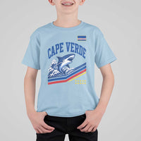 Cape Verde Blue Sharks Ocean Wave Graphic T Shirt For Kid Cabo Verde Pride Sports Fans