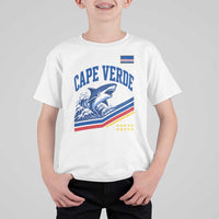 Cape Verde Blue Sharks Ocean Wave Graphic T Shirt For Kid Cabo Verde Pride Sports Fans