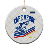 Cape Verde Blue Sharks Ocean Wave Graphic Ceramic Ornament Cabo Verde Pride Sports Fans