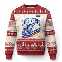 Cape Verde Blue Sharks Ocean Wave Graphic Ugly Christmas Sweater Cabo Verde Pride Sports Fans