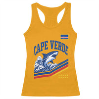 Cape Verde Blue Sharks Ocean Wave Graphic Racerback Tank Top Cabo Verde Pride Sports Fans