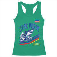 Cape Verde Blue Sharks Ocean Wave Graphic Racerback Tank Top Cabo Verde Pride Sports Fans