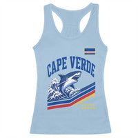Cape Verde Blue Sharks Ocean Wave Graphic Racerback Tank Top Cabo Verde Pride Sports Fans