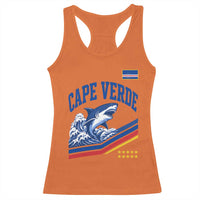 Cape Verde Blue Sharks Ocean Wave Graphic Racerback Tank Top Cabo Verde Pride Sports Fans