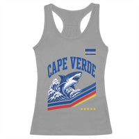 Cape Verde Blue Sharks Ocean Wave Graphic Racerback Tank Top Cabo Verde Pride Sports Fans