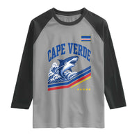 Cape Verde Blue Sharks Ocean Wave Graphic Raglan Shirt Cabo Verde Pride Sports Fans