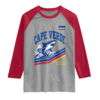 Cape Verde Blue Sharks Ocean Wave Graphic Raglan Shirt Cabo Verde Pride Sports Fans