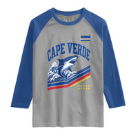 Cape Verde Blue Sharks Ocean Wave Graphic Raglan Shirt Cabo Verde Pride Sports Fans