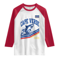 Cape Verde Blue Sharks Ocean Wave Graphic Raglan Shirt Cabo Verde Pride Sports Fans