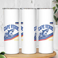 Cape Verde Blue Sharks Ocean Wave Graphic Skinny Tumbler Cabo Verde Pride Sports Fans
