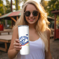 Cape Verde Blue Sharks Ocean Wave Graphic Skinny Tumbler Cabo Verde Pride Sports Fans