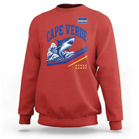 Cape Verde Blue Sharks Ocean Wave Graphic Sweatshirt Cabo Verde Pride Sports Fans