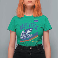 Cape Verde Blue Sharks Ocean Wave Graphic T Shirt For Women Cabo Verde Pride Sports Fans