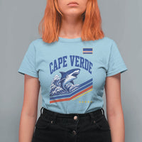 Cape Verde Blue Sharks Ocean Wave Graphic T Shirt For Women Cabo Verde Pride Sports Fans