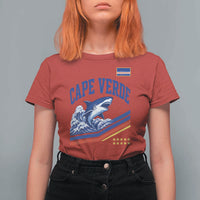 Cape Verde Blue Sharks Ocean Wave Graphic T Shirt For Women Cabo Verde Pride Sports Fans