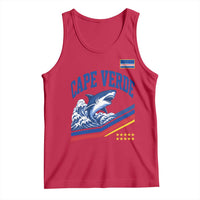 Cape Verde Blue Sharks Ocean Wave Graphic Tank Top Cabo Verde Pride Sports Fans