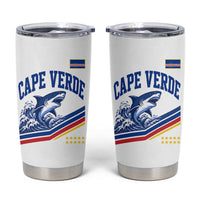 Cape Verde Blue Sharks Ocean Wave Graphic Tumbler Cup Cabo Verde Pride Sports Fans