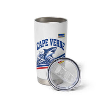 Cape Verde Blue Sharks Ocean Wave Graphic Tumbler Cup Cabo Verde Pride Sports Fans