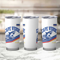 Cape Verde Blue Sharks Ocean Wave Graphic Tumbler Cup Cabo Verde Pride Sports Fans