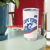 Cape Verde Blue Sharks Ocean Wave Graphic Tumbler Cup Cabo Verde Pride Sports Fans