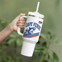 Cape Verde Blue Sharks Ocean Wave Graphic Tumbler With Handle Cabo Verde Pride Sports Fans