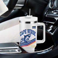 Cape Verde Blue Sharks Ocean Wave Graphic Tumbler With Handle Cabo Verde Pride Sports Fans