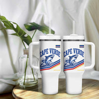Cape Verde Blue Sharks Ocean Wave Graphic Tumbler With Handle Cabo Verde Pride Sports Fans