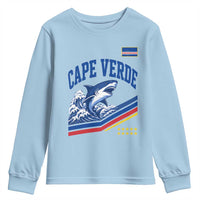 Cape Verde Blue Sharks Ocean Wave Graphic Youth Sweatshirt Cabo Verde Pride Sports Fans