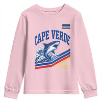 Cape Verde Blue Sharks Ocean Wave Graphic Youth Sweatshirt Cabo Verde Pride Sports Fans