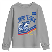 Cape Verde Blue Sharks Ocean Wave Graphic Youth Sweatshirt Cabo Verde Pride Sports Fans