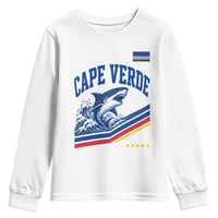 Cape Verde Blue Sharks Ocean Wave Graphic Youth Sweatshirt Cabo Verde Pride Sports Fans