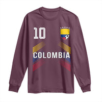 Colombia Soccer Sports Graphic Number 10 Jersey Style Long Sleeve Shirt Proud Colombian Football Fans Game Day Pride