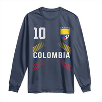 Colombia Soccer Sports Graphic Number 10 Jersey Style Long Sleeve Shirt Proud Colombian Football Fans Game Day Pride
