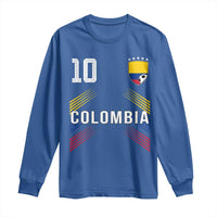 Colombia Soccer Sports Graphic Number 10 Jersey Style Long Sleeve Shirt Proud Colombian Football Fans Game Day Pride