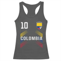 Colombia Soccer Sports Graphic Number 10 Jersey Style Racerback Tank Top Proud Colombian Football Fans Game Day Pride