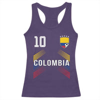 Colombia Soccer Sports Graphic Number 10 Jersey Style Racerback Tank Top Proud Colombian Football Fans Game Day Pride