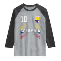 Colombia Soccer Sports Graphic Number 10 Jersey Style Raglan Shirt Proud Colombian Football Fans Game Day Pride