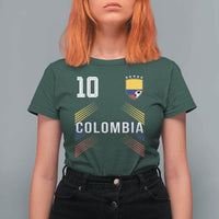 Colombia Soccer Sports Graphic Number 10 Jersey Style T Shirt For Women Proud Colombian Football Fans Game Day Pride