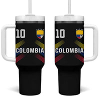 Colombia Soccer Sports Graphic Number 10 Jersey Style Tumbler With Handle Proud Colombian Football Fans Game Day Pride