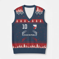 Czech Republic Soccer Sports Graphic Number 10 Jersey Style V-Neck Knit Sweater Vest Proud Czechia Football Fans Game Day Pride