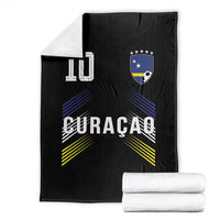 Curacao Soccer Sports Graphic Number 10 Jersey Style Throw Blanket Proud Curaçaoans Football Fans Game Day Pride