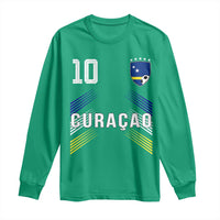 Curacao Soccer Sports Graphic Number 10 Jersey Style Long Sleeve Shirt Proud Curaçaoans Football Fans Game Day Pride