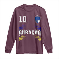 Curacao Soccer Sports Graphic Number 10 Jersey Style Long Sleeve Shirt Proud Curaçaoans Football Fans Game Day Pride