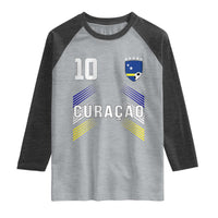Curacao Soccer Sports Graphic Number 10 Jersey Style Raglan Shirt Proud Curaçaoans Football Fans Game Day Pride