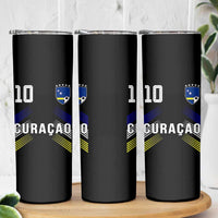 Curacao Soccer Sports Graphic Number 10 Jersey Style Skinny Tumbler Proud Curaçaoans Football Fans Game Day Pride